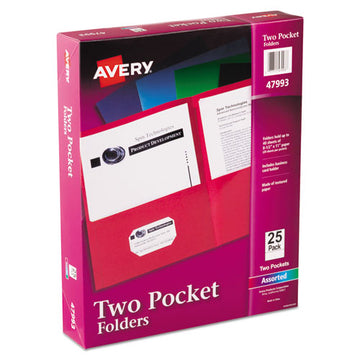 Avery® Two-pocket Folder, 40-sheet Capacity, 11 X 8.5, Assorted Colors, 25-box freeshipping - TVN Wholesale